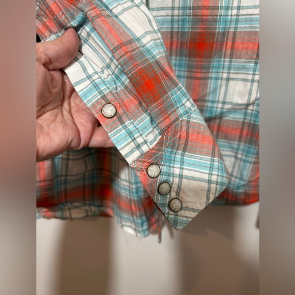 Tecovas Western Red and Blue Plaid Casual Shirt Size S - Picture 4 of 9